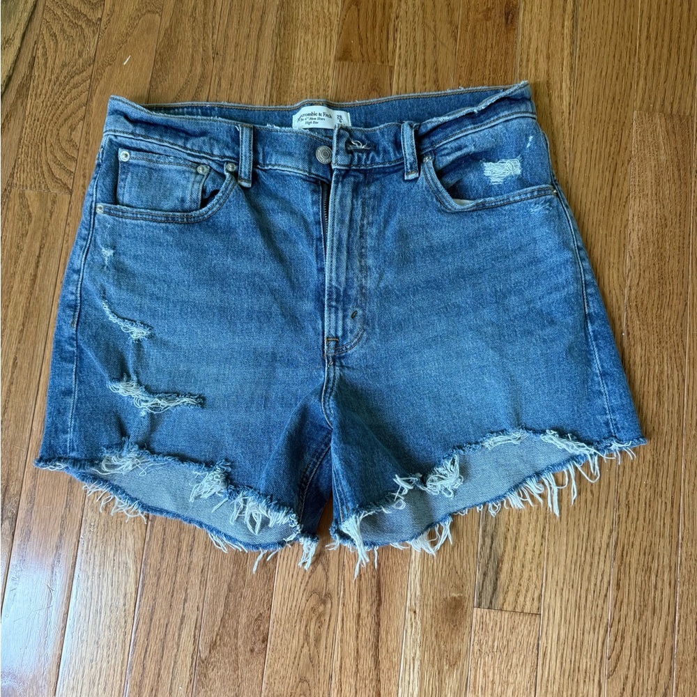 Abercrombie high rise denim mom shorts